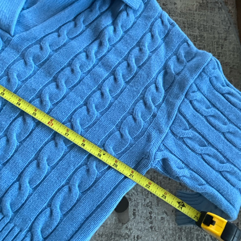 Aritzia Sunday Best Lottie Blue Merino Wool Relaxed Polo Cotagecore Sweater SzS - Picture 10 of 17
